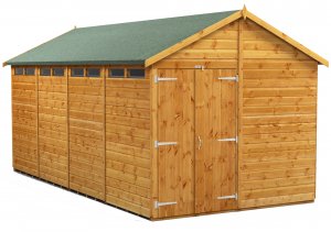 Power 16x8 Apex Secure Garden Shed - Double Door